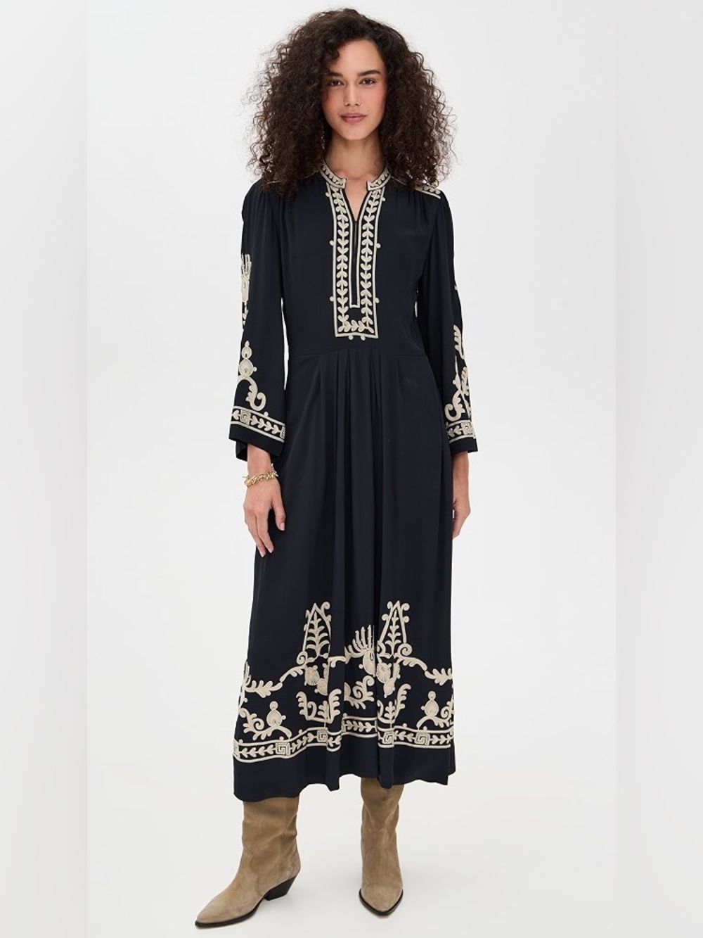 Isabel Marant Étoile Feliana Embroidered Midi Dress Size FR 40 (US 8) - Picture 2 of 16